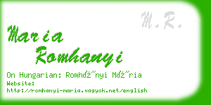 maria romhanyi business card